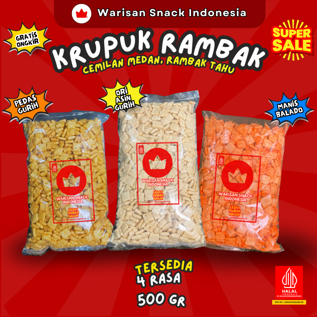 Jual (1/2 Ball) KERUPUK RAMBAK TAHU KOTAK CAMILAN MEDAN WARISAN SNACK ...