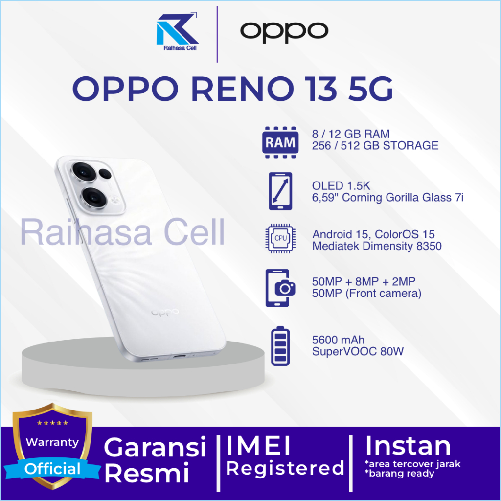 Jual Oppo Reno 13 5G 12/256 GB garansi resmi | Shopee Indonesia