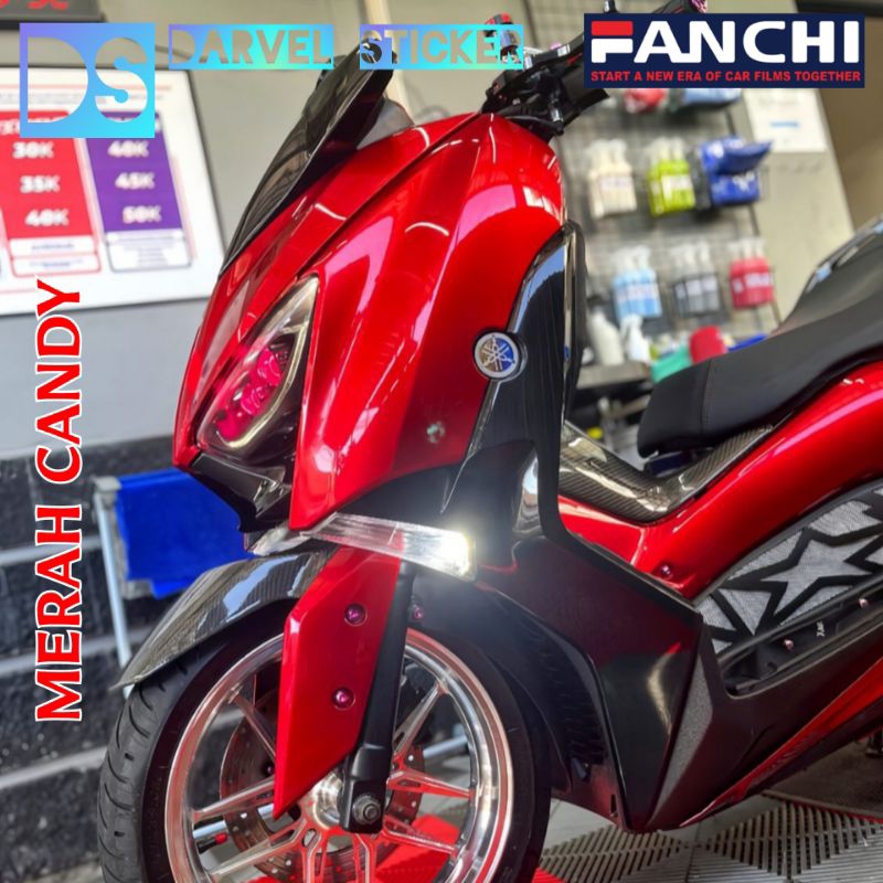 Jual Skotlet Motor Merah Metalic Candy Premium Fanchi Sticker Kekinian ...