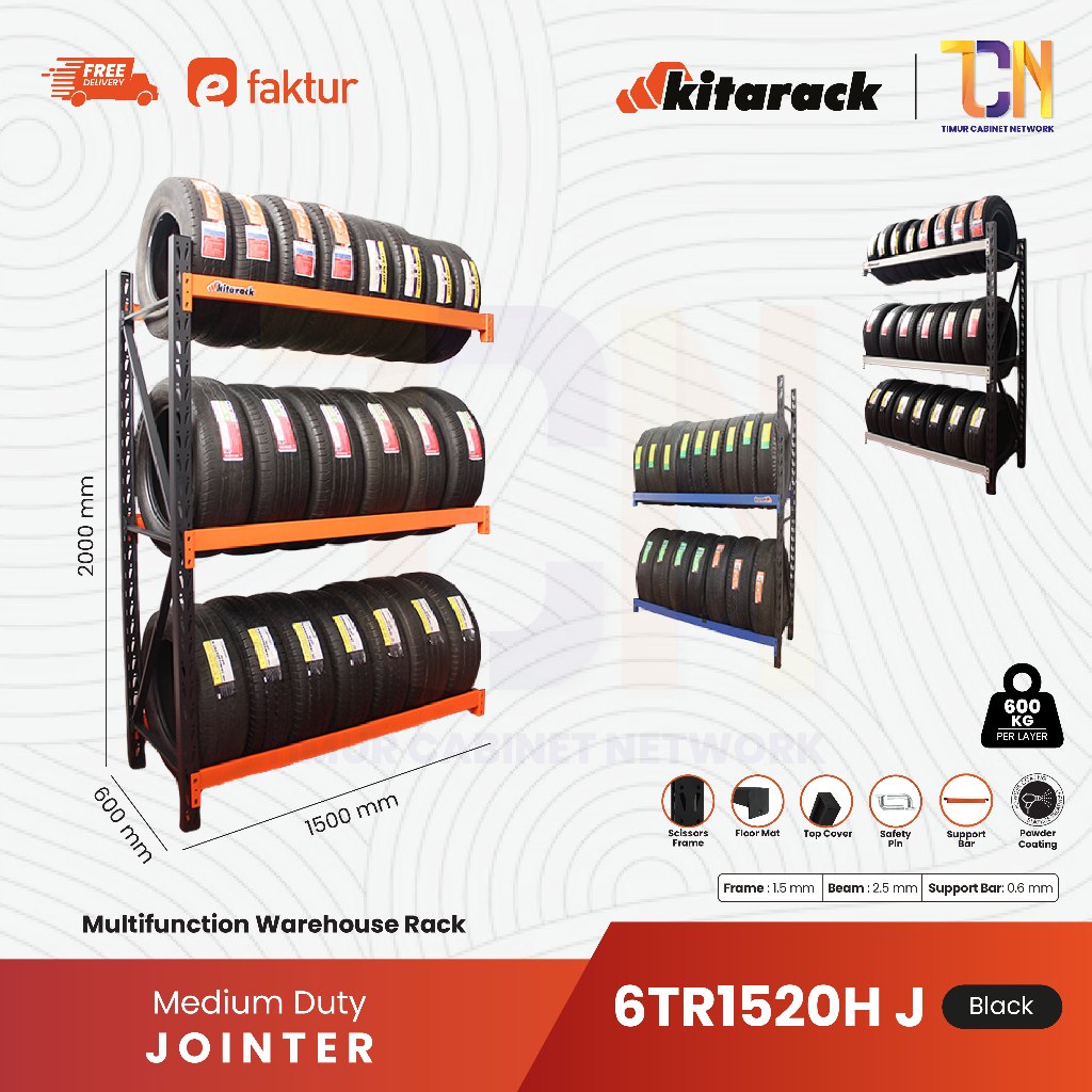 Jual KITARACK Tire Rack 6TR1520J Jointer Rak Ban Motor Mobil 600KG Rak ...