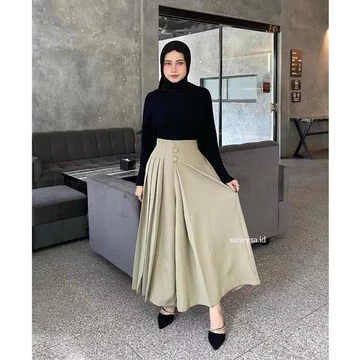 Shenna Kulot Pleats Celana Kulot Rok Wanita Celana Bawahan Casual Formal Daily Furano Premium