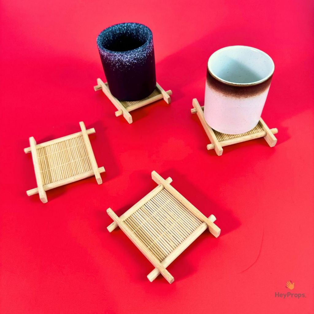 Jual HEYPROPS mini bamboo coaster / bambu tatakan kayu gelas teh 8 ...