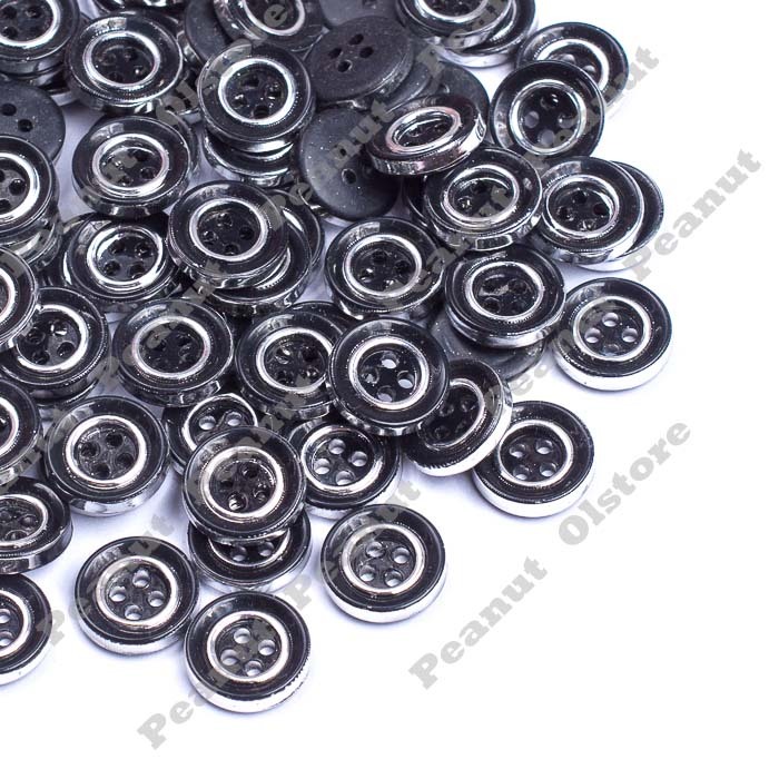 Jual [ 6 biji ] Kancing 1,1cm hitam x perak - silver | Shopee Indonesia