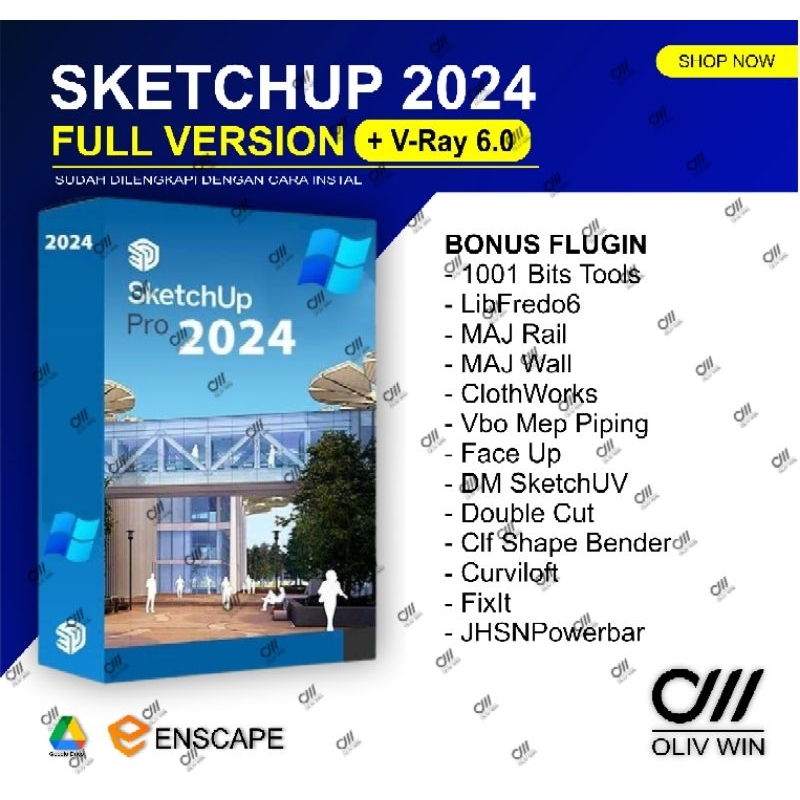 Jual SKETCHUP PRO 2016 - 2024 FULL VERSION + V-RAY 6 | Shopee Indonesia