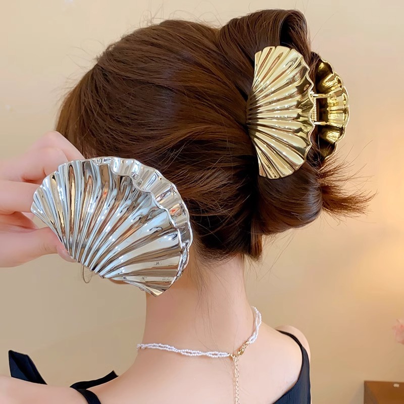 Jual Jepit Rambut Logam JUMBO Seashell 9.5cm Fashion Gold Color Metal ...