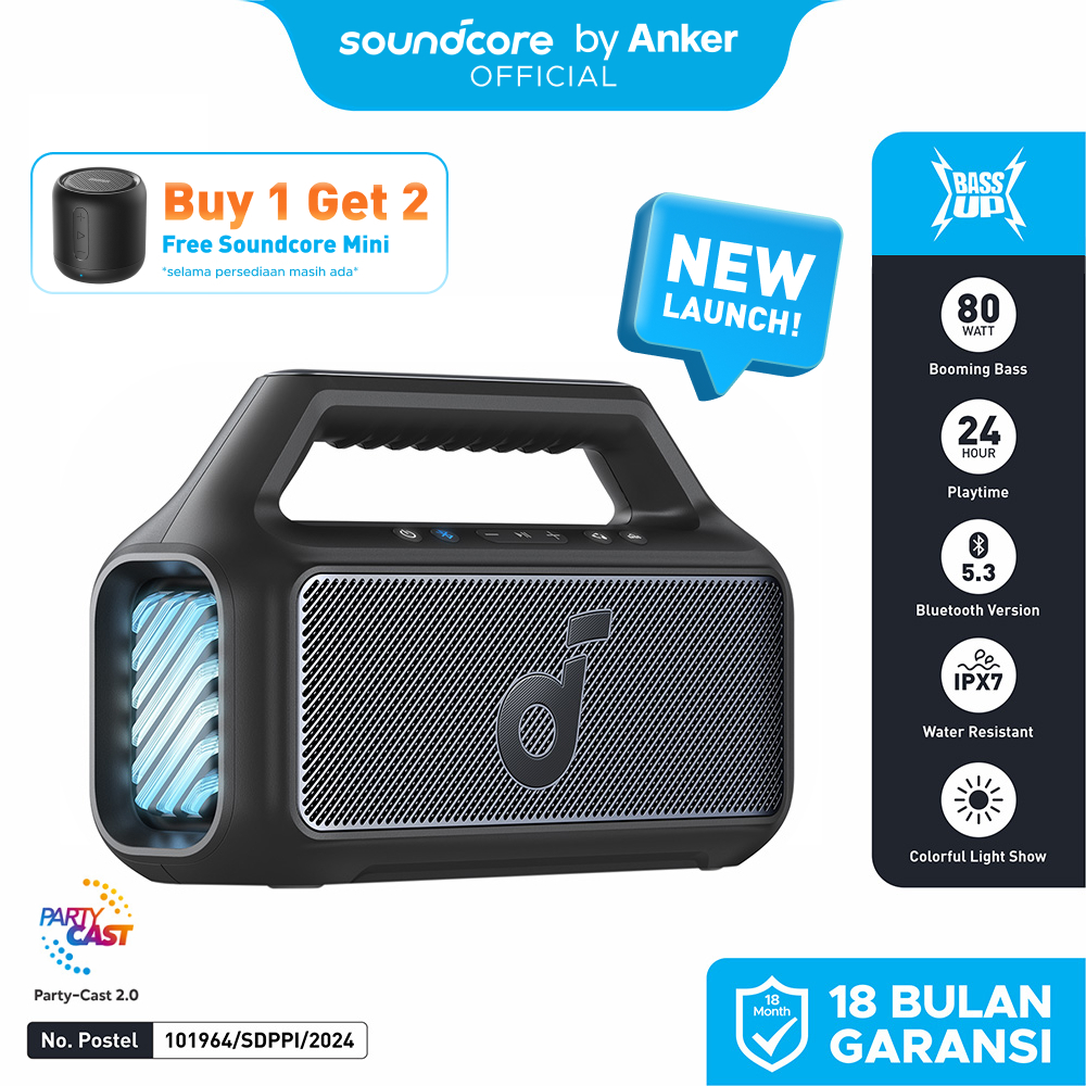 Soundcore Boom 2 SE Outdoor Speaker, 30W, BassUp Technology, 18H Playtime, IPX7 Waterproof, Floatable, New
