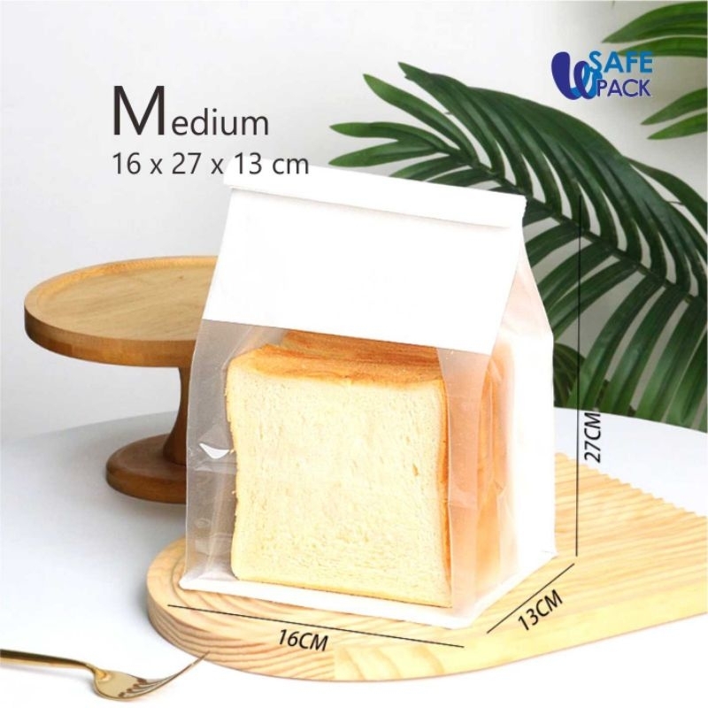Jual kemasan kantong roti tawar kraft putih packaging plastik bening ...
