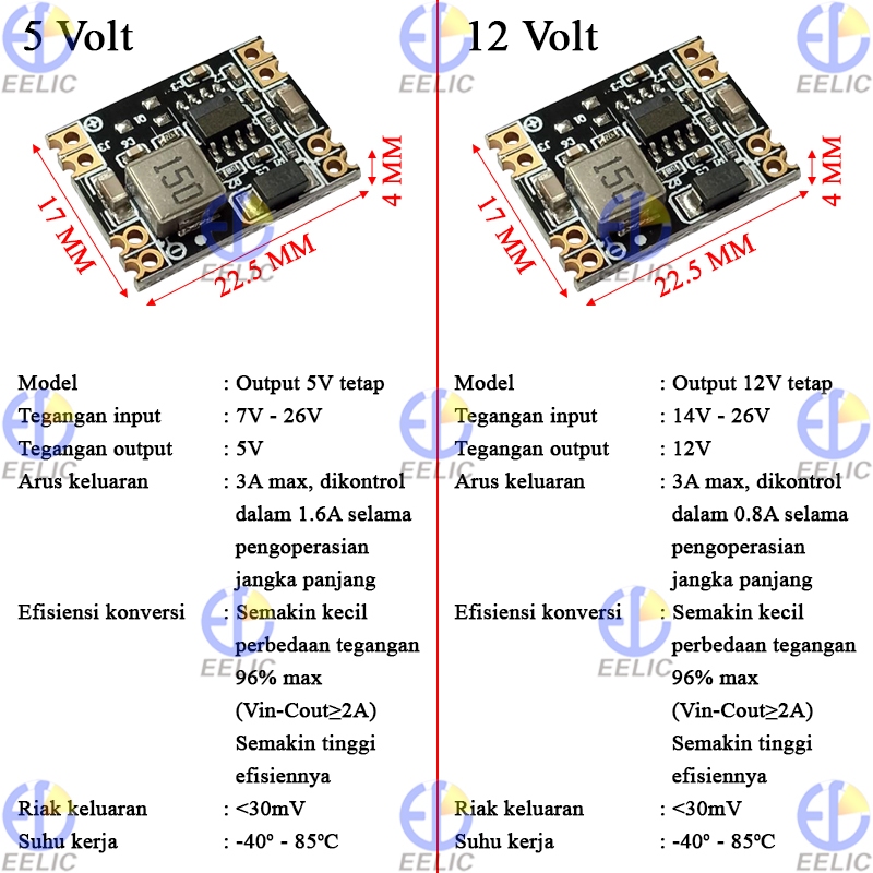 Jual EELIC MDL-DCTODC5V Modul Regulator Step Down Output DC-DC 3A Dapat ...