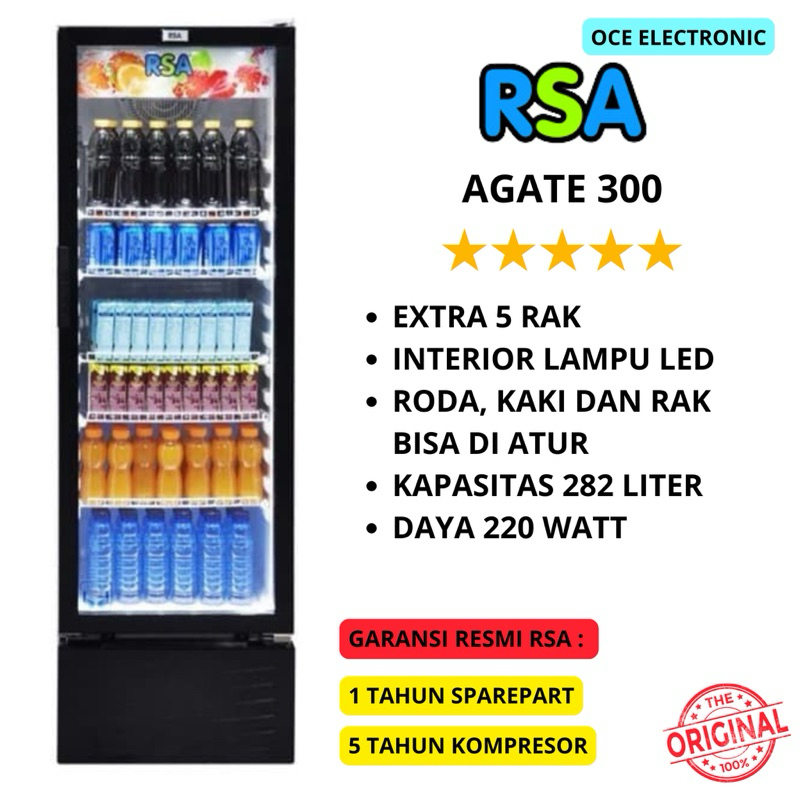 Jual SHOWCASE RSA AGATE 300 5 RAK DISPLAY COOLER KULKAS LOW WATT ...