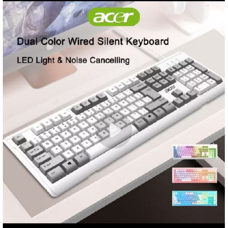 Jual Acer Wired Silent Keyboard Dual Color Keycaps RGB LED For Desktops ...