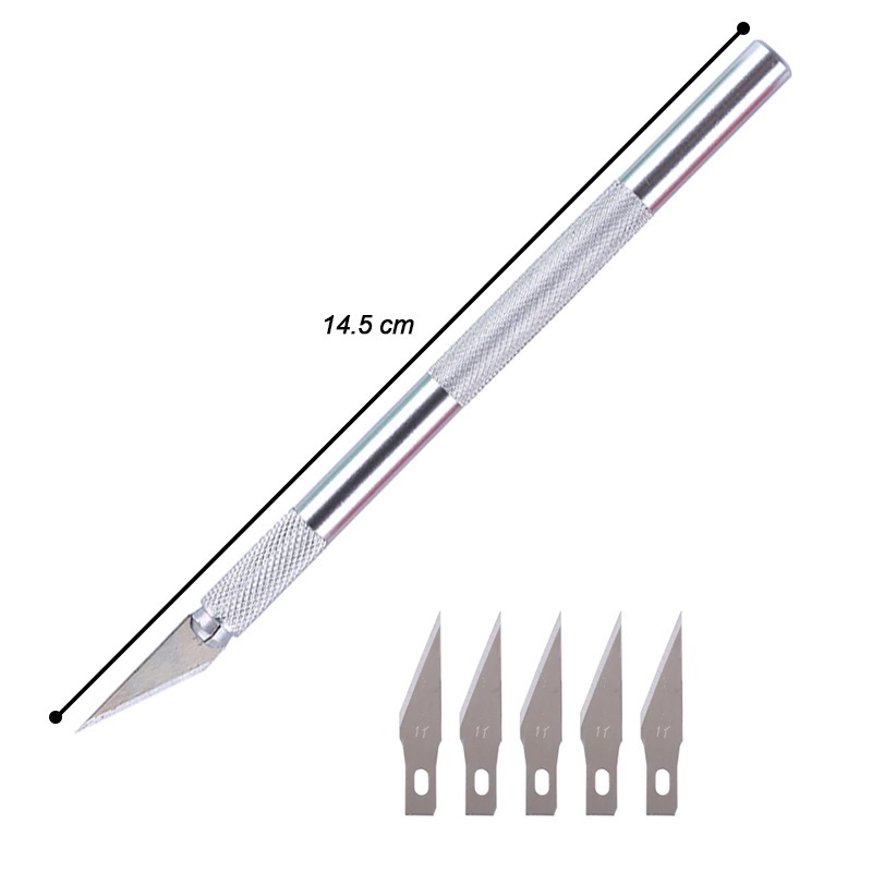 Jual Pisau Ukir Seni isi 5 Cutter Hobby Crafting Art Knife Metal Handle ...