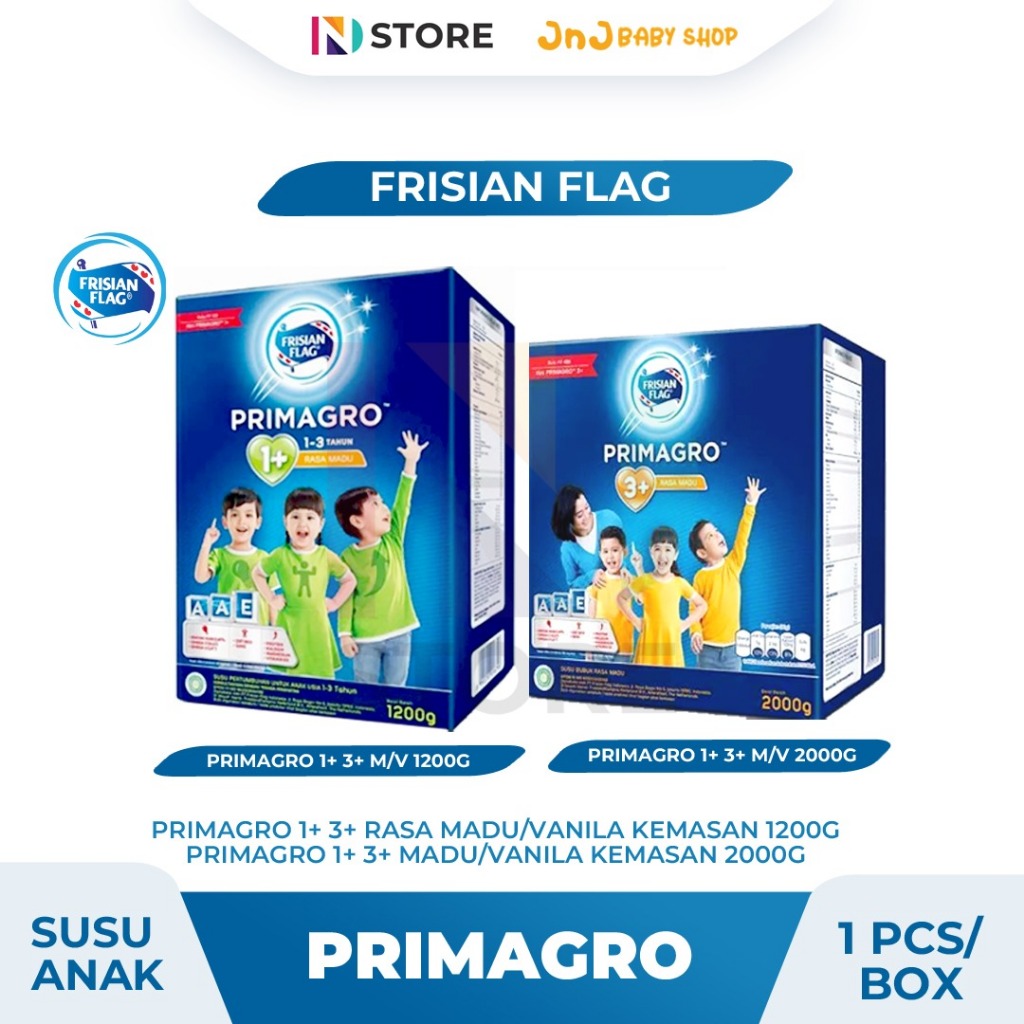 Jual Frisian Flag Primagro 1+ 3+ Rasa Madu Vanila Kemasan 1200G/2000G 1 ...