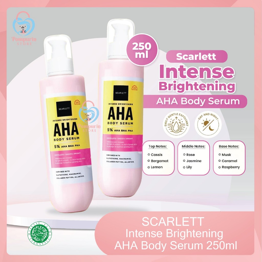 Jual SCARLETT Intense Brightening AHA Body Serum 250ml - Body Serum AHA ...