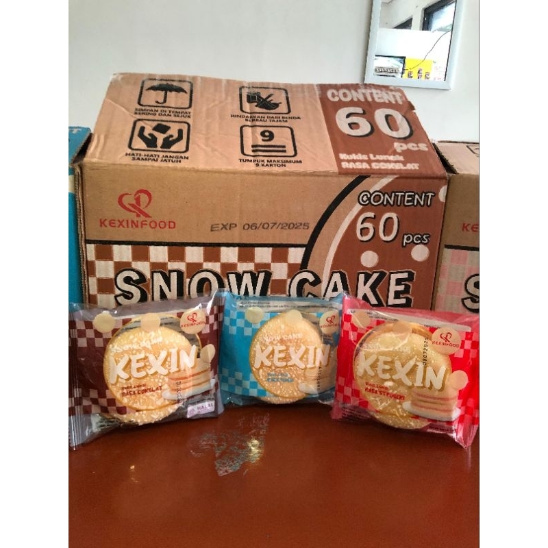 Jual KEXIN SNOW CAKE Roti Kukis lembut 1 Dus Isi 60 pcs | Shopee Indonesia