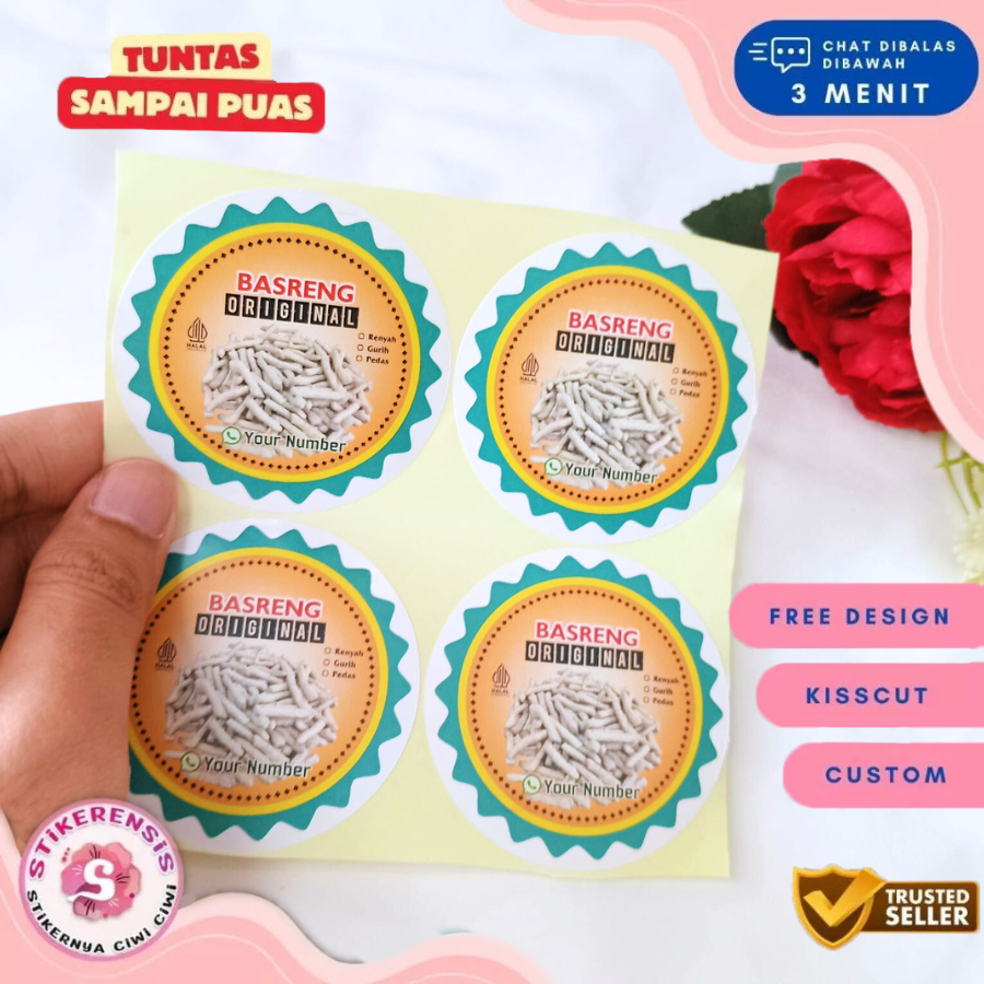 Jual Stikerensis Cetak Print Stiker Bulat Makanan Ringan Sticker ...
