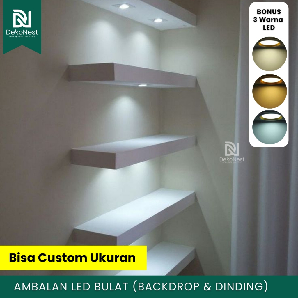 Jual Dekonest CUSTOM Rak Ambalan Dinding Backdrop Tv Dapur Tempel Lampu ...
