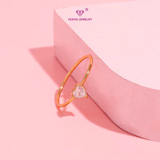 Yaxiya Cincin Mata 1 Berlian Permata Perhiasan Lapis Emas 18K 088