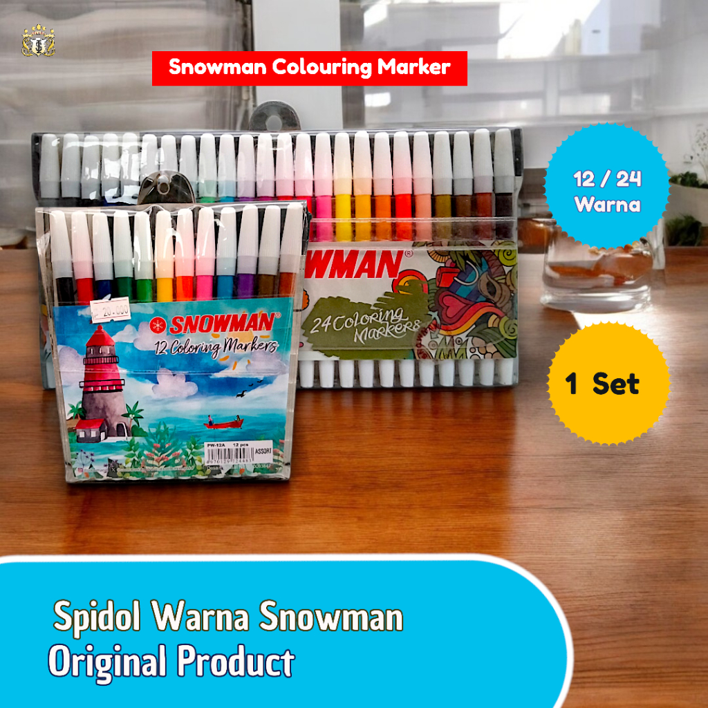 Jual Snowman Spidol Warna (12 / 24 Warna) / Colours Marker Untuk ...