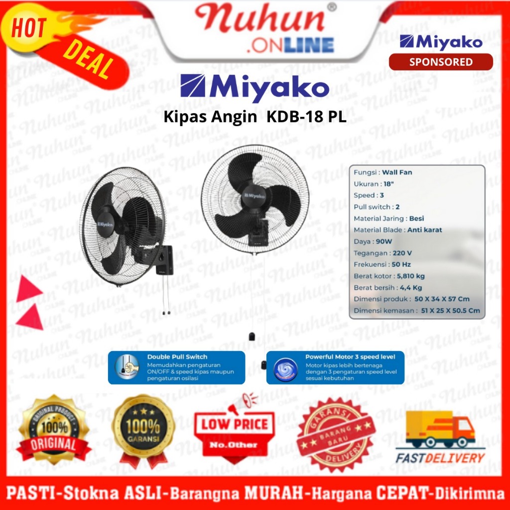 Jual Miyako Kipas KDB 18 Kipas Dinding Besi 18