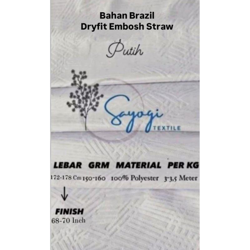Jual BAHAN BRAZIL DRYFIT EMBOSH STRAW HARGA KILOAN | Shopee Indonesia