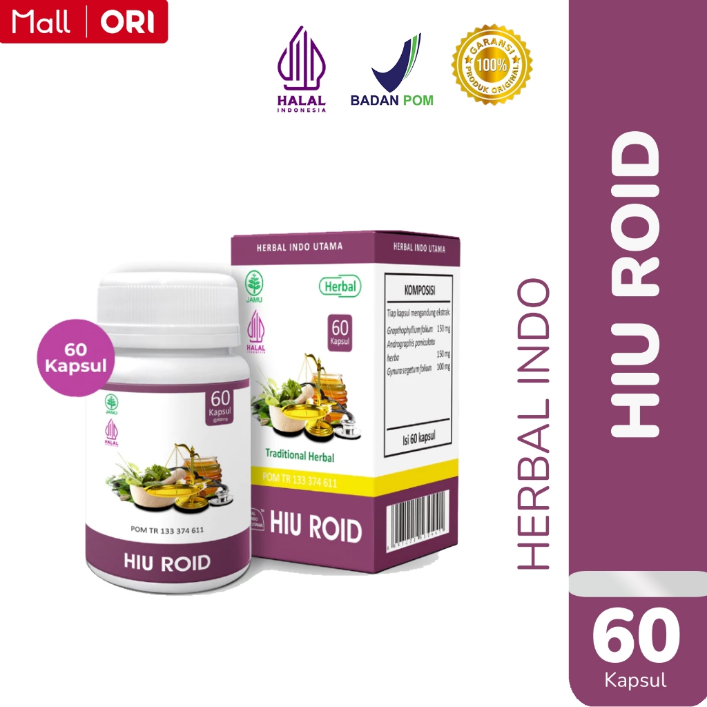 HIU Hiuroid Kapsul Herbal BPOM | Obati Wasir/Ambeien, BAB Keras, dan Sakit Ketika BAB Herbal Indo Utama