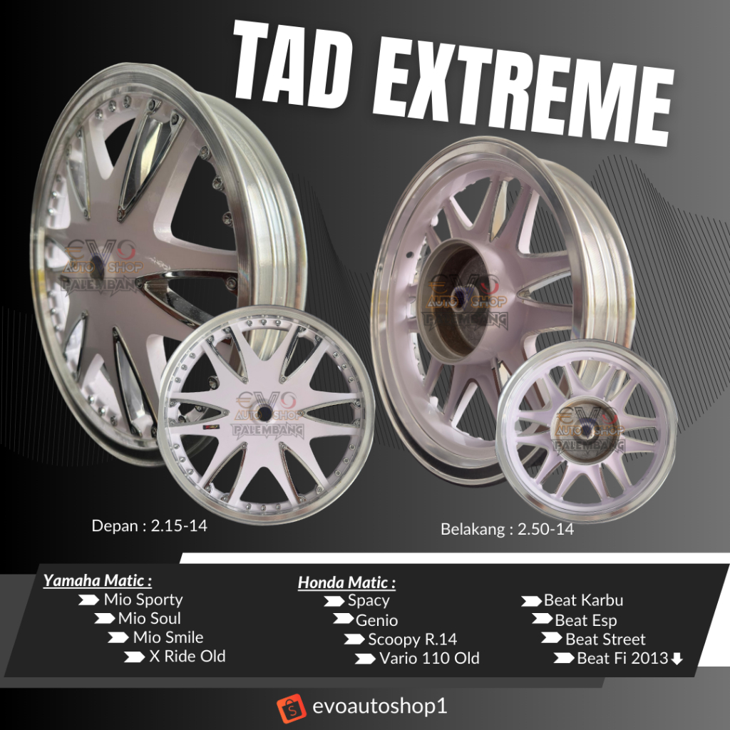 Jual Velg Racing Beat, Vario, Mio Sporty Ring 14 TAD Extreme (2.15/2.50 ...
