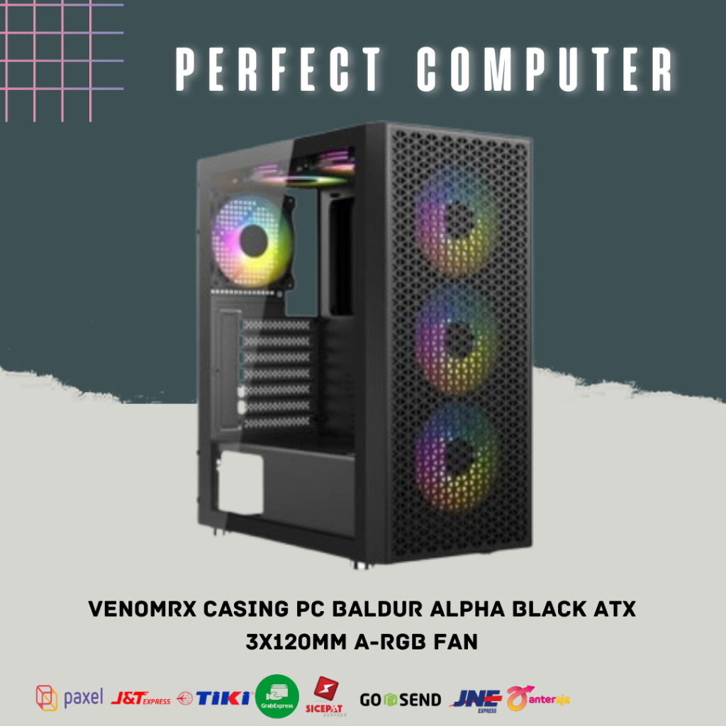 Jual CASING PC VenomRX Baldur Alpha Black ATX 3x120mm A-RGB Fan ...