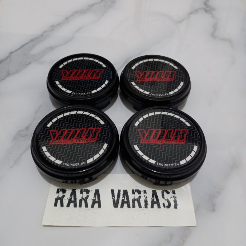 Jual dop roda tutup velg racing VOLK MERAH datar diameter 6,4 cm harga ...