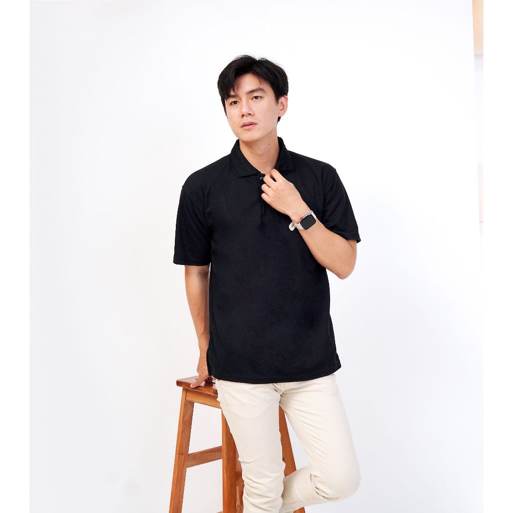 Jual Polo Shirt HITAM Polos / Kaos Kerah Pendek / Polo Polos pria