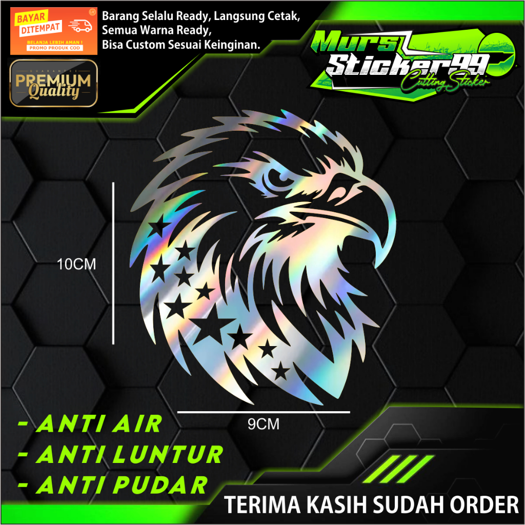 Jual Sticker Cutting KEPALA ELANG BINTANG Cocok Untuk Motor Dan Mobil ...