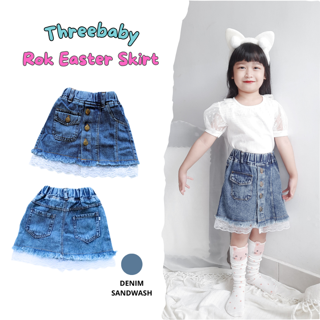 Jual Rok Jeans Anak Perempuan Umur 1 sd 5 thn Rok Renda Easter skirt ...
