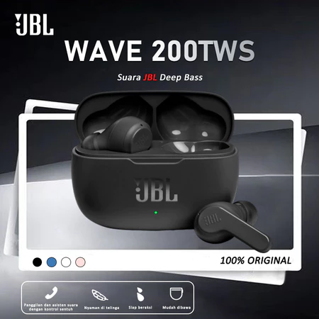JBL Wave 200TWS Wireless Earphone Stereo Bluetooth Headset Noise Cancelling Gaming In-Ear Bass Mini