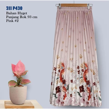 Rok Plisket Hyget Payung Gradasi Motif Bunga Dan Ikan 311 P430 P421