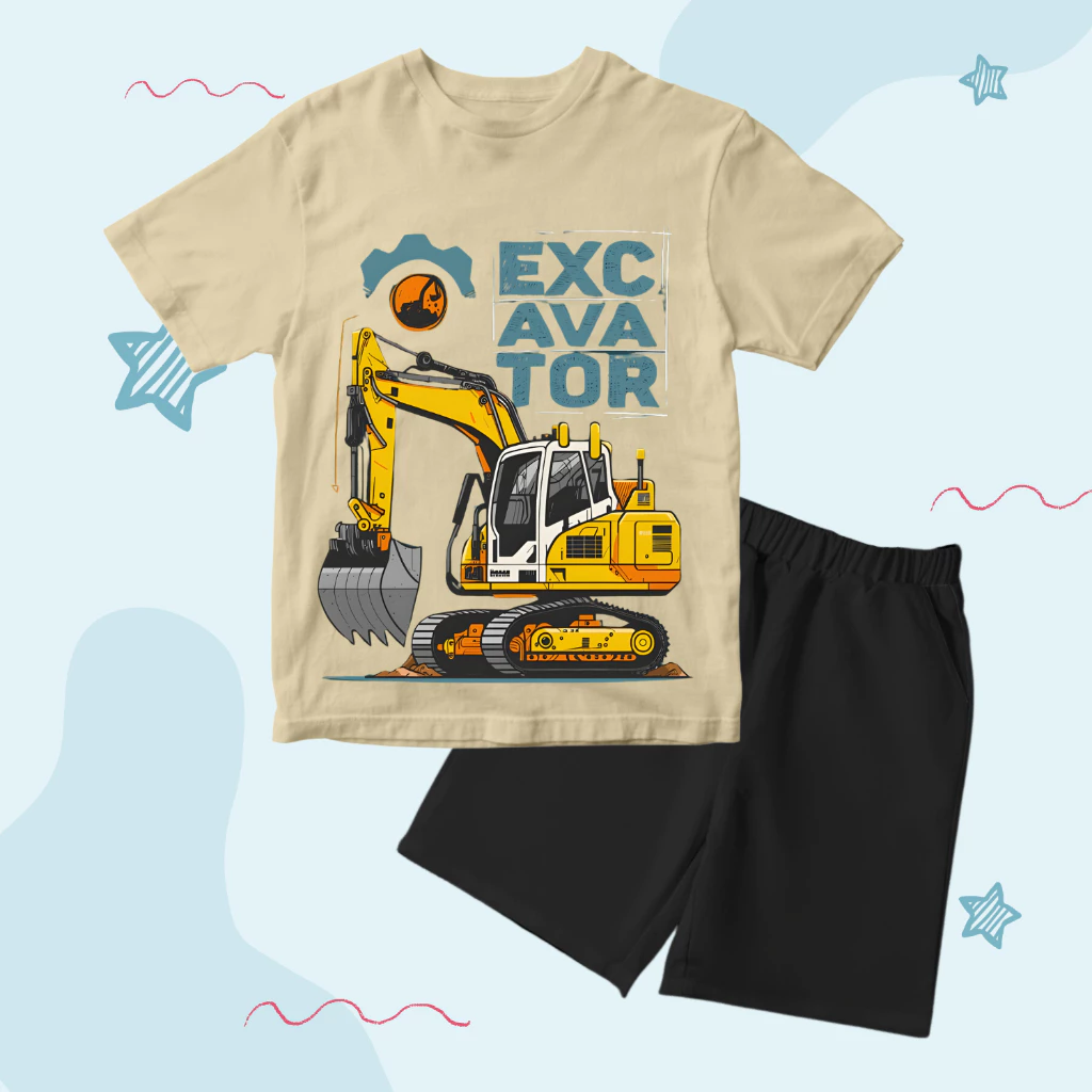 Setelan Kaos Anak Laki-Laki Excavator