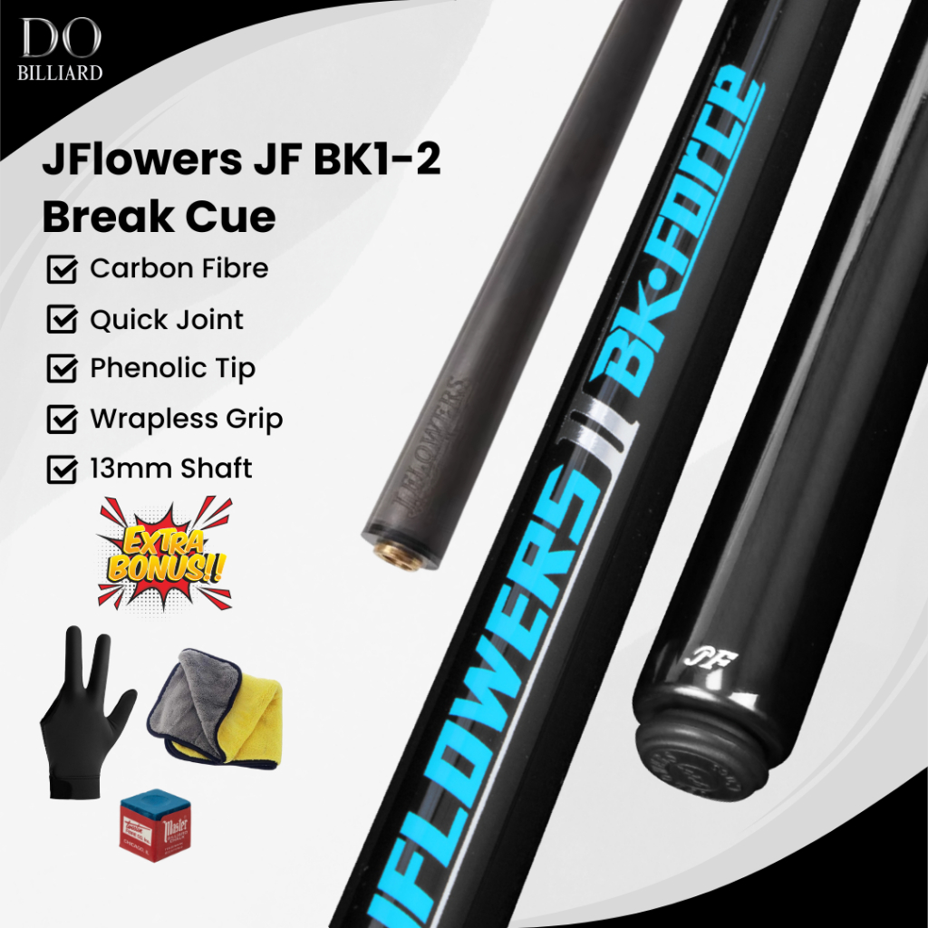 Jual Stick Billiard JFLOWERS JF BK1-2 Break Cue Wrapless Grip