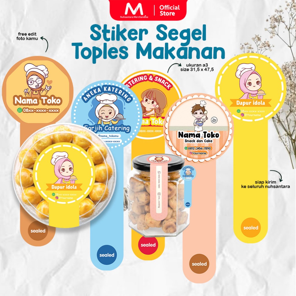 Jual [𝟏𝐇𝐀𝐑𝐈 𝐉𝐀𝐃𝐈] Cetak Stiker Toples /Stiker Botol Custom | Sticker ...