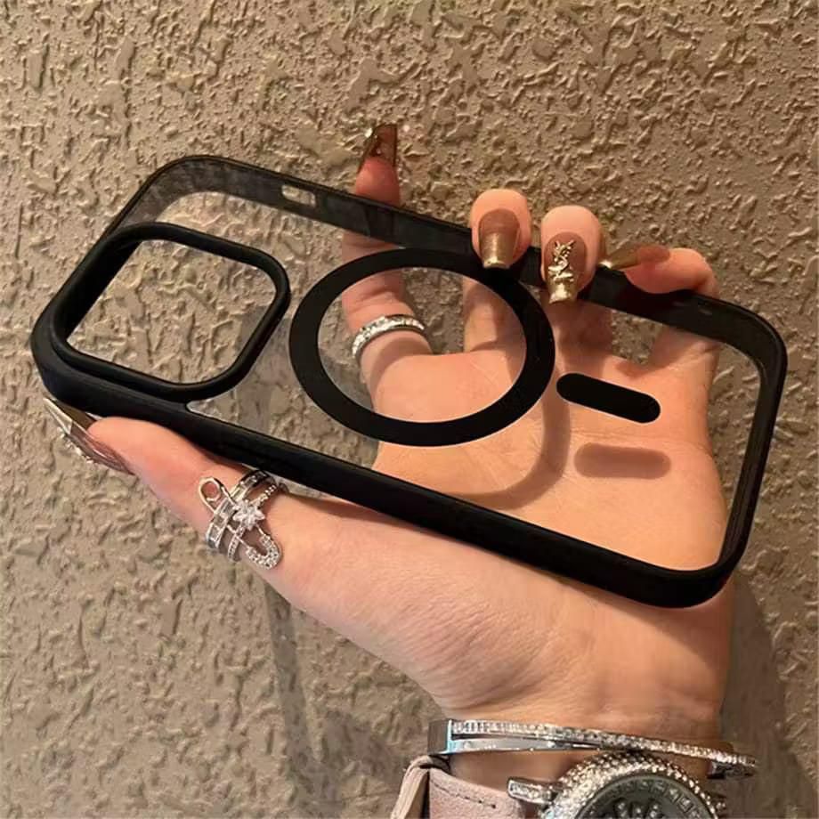 Jual Casing Black Clear HD Magsafe Case iP X XR Xs Max 12 13 Mini 16e ...