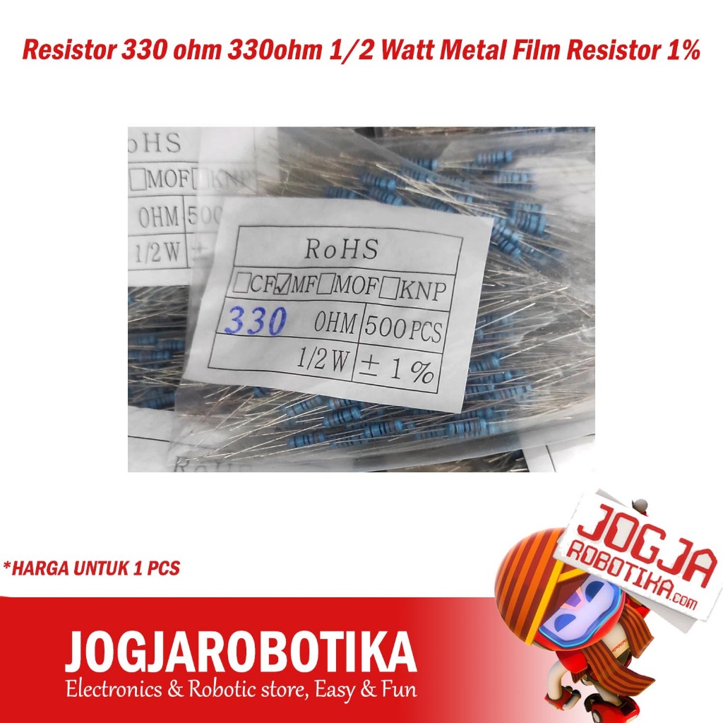 Jual Resistor 330 ohm 330ohm 1/2 Watt Metal Film Resistor 1% | Shopee ...
