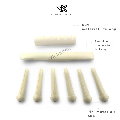 Jual Pin Nut + Saddle Bridge Gitar Akustik/Guitar Acoustic Bone Tulang ...