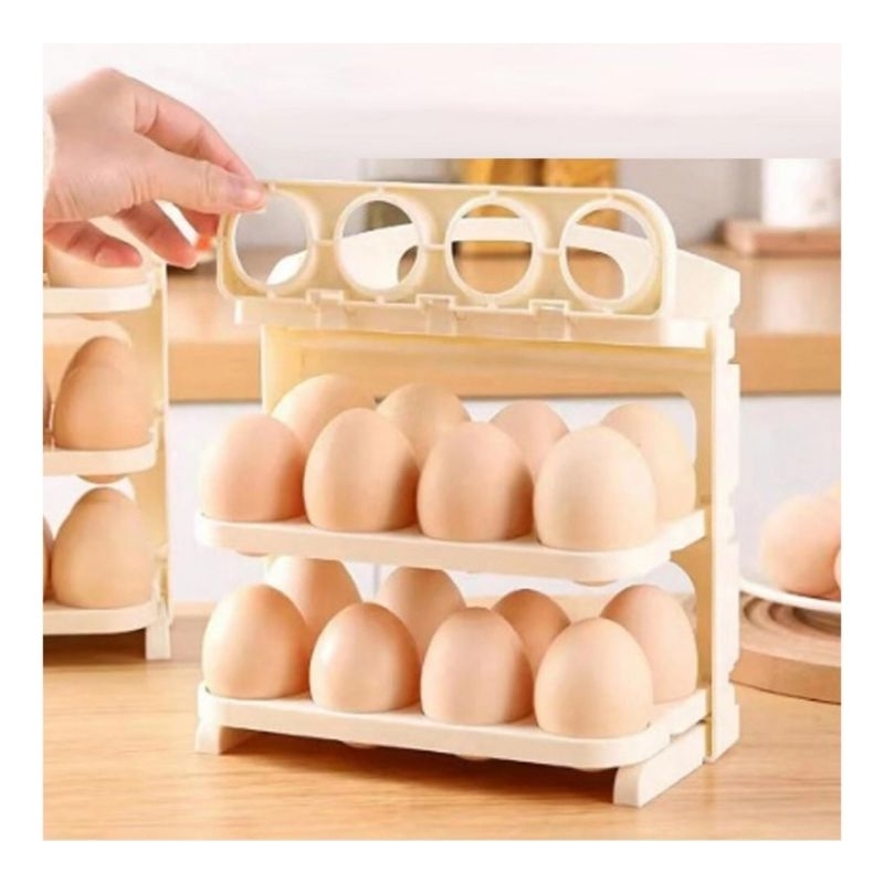 Jual MINISO BALI | Rak Telur 3 Susun Bisa Dilipat Tempat Penyimpanan ...