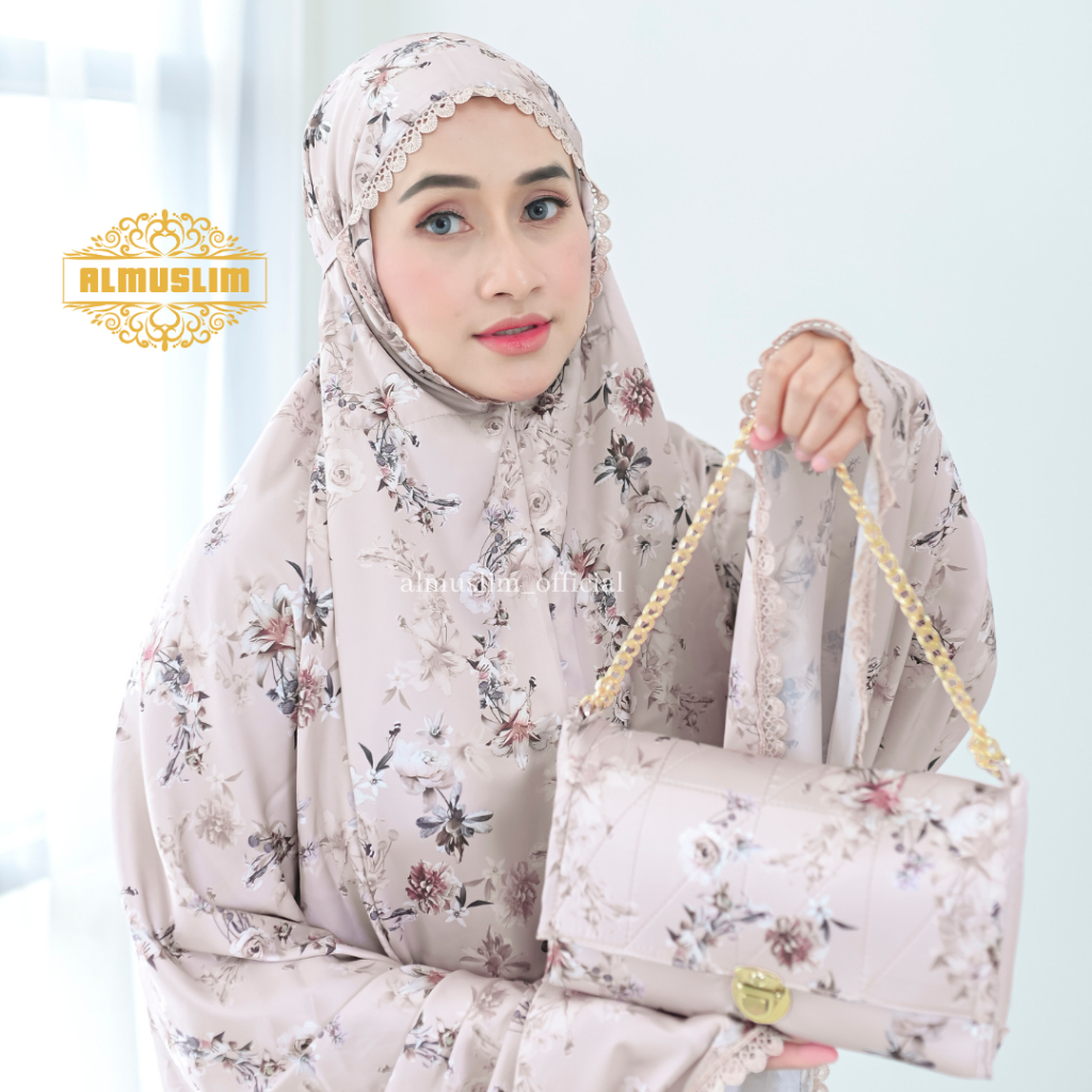 ALMUSLIM - Mukena Dewasa Armani Silk  Premium 2in1 Renda Cantik Julie Series