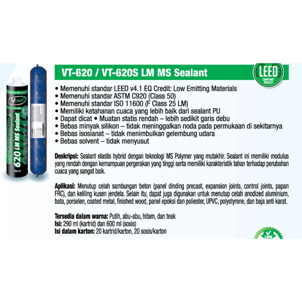Jual V-tech VT 620 Hybrid Sealant Low-modulus sealant Vtech Sealant ...