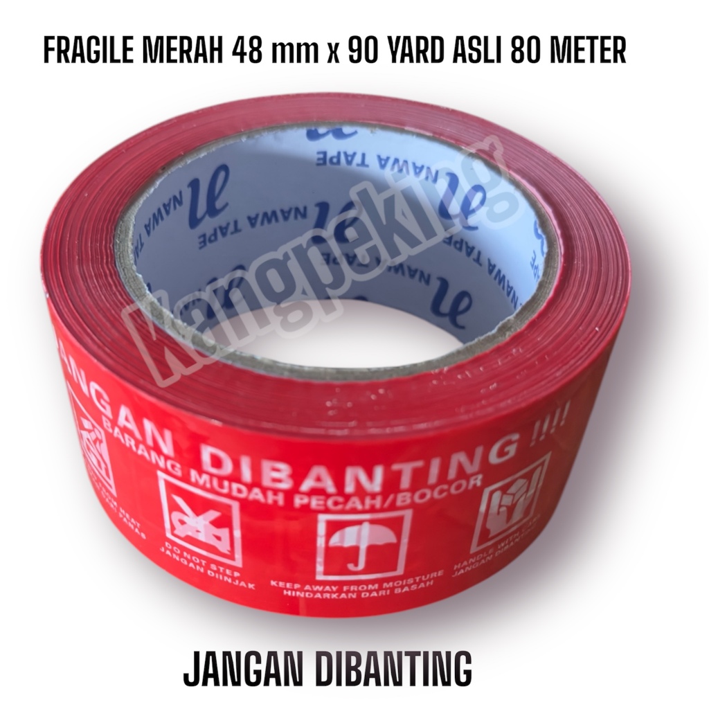 Jual Lakban Fragile Merah Tebal Kualitas Premium 48 mm x 90 yard ASLI ...