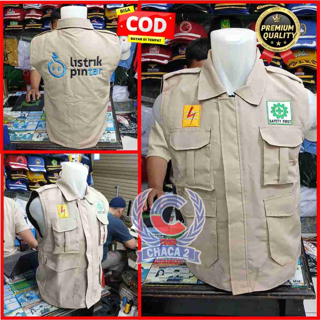 Jual rompi pln listrik pintar rompi pln saefty first warna biru hitam ...