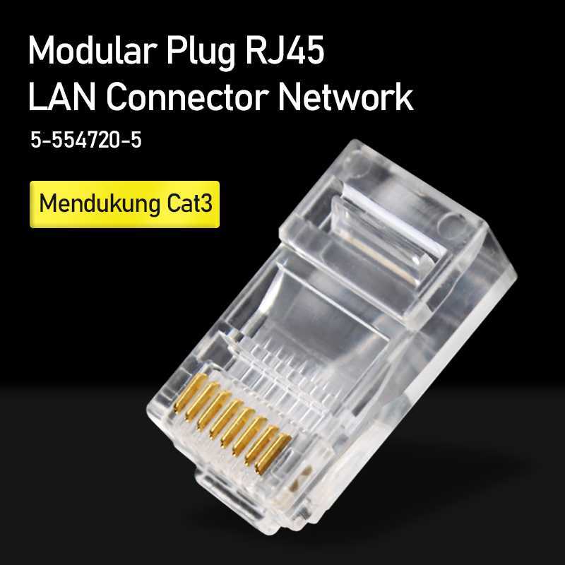 Jual Modular Plug Kepala Konektor Kabel LAN RJ45 5-554720-5 LAN ...