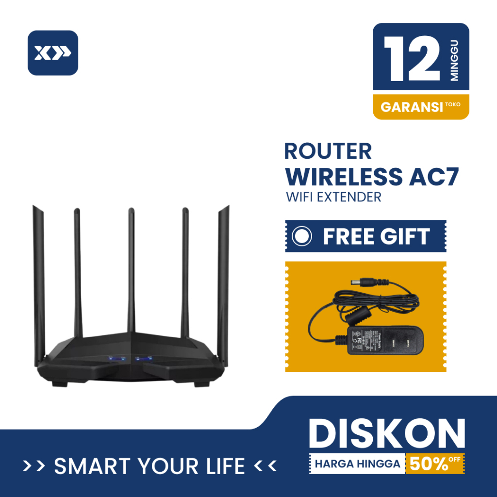 Jual Router AC7 AC1200 Dual Band 2.4Ghz & 5Ghz Wireless Router WiFi 4x ...
