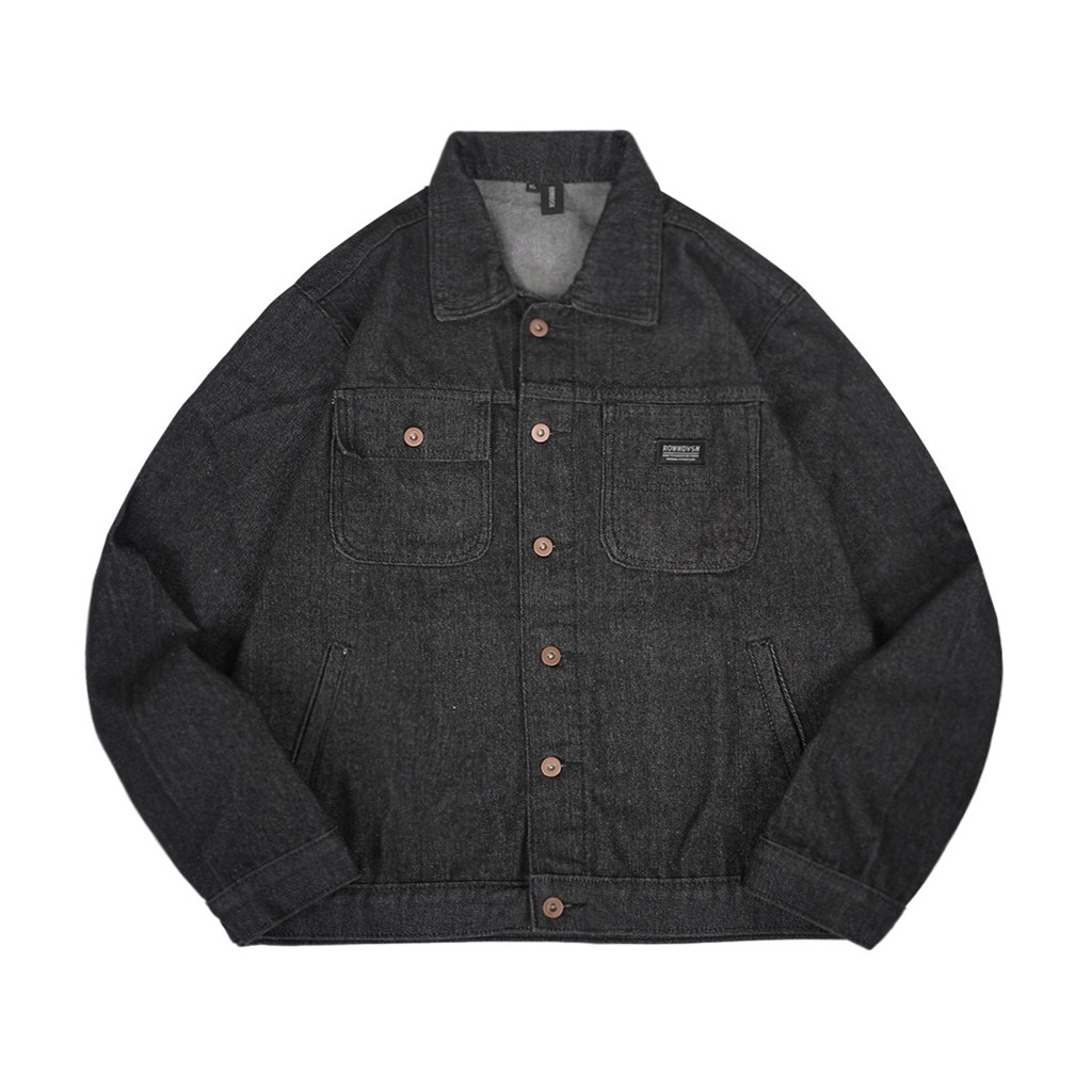 Jual Rown Division Denim Jacket Boxy || Governo Black | Shopee Indonesia