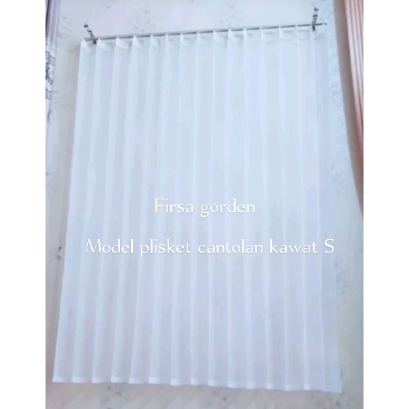Jual Vitrase polos putih premium plisket cantolan S,bahan sable tebal ...