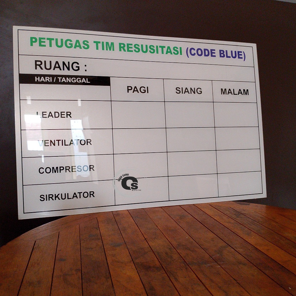 Jual Akrilik Code Blue - Akrilik Perugas Tim Resusitasi - Jadwal Code ...