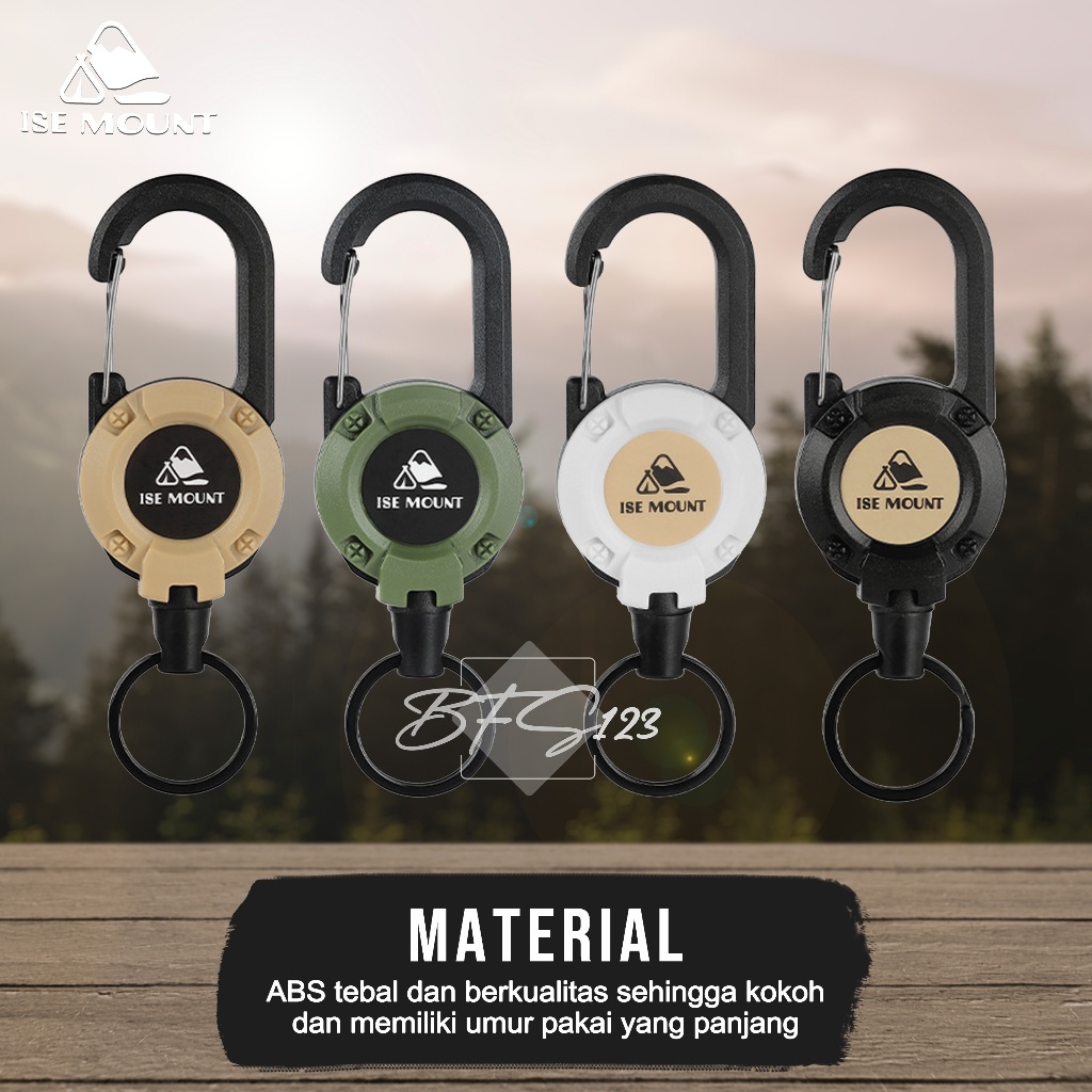 Tali Roll Gantung Id Card Panjang 50 Cm Baja Hook Carabinner - foto 3
